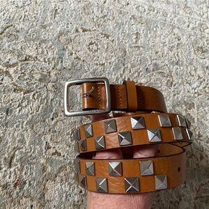Rag & Bone Womens Brown Leather Stud Boyfriend Belt Size M